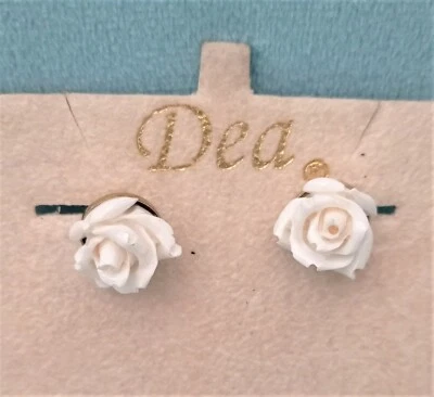 DEA ORECCHINI DONNA ARGENTO 925 LOBO FIORE ROSA AGATA BIANCA BOUCLES OREILLES - Immagine 1 di 2