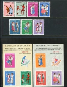 Colombia 1971 Folclore Y&T N.654/55+PA512/16+BF32/33 s. cpl. MNH (cod.6782) - Bild 1 von 1