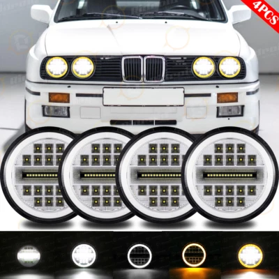 4 PIEZAS 5-3/4 5.75" LED haz alto/bajo ámbar DRL para BMW 325i 528i 535i E30 Foto 1 de 4