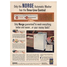 1954 Norge Automatic Washer: Time Line Control Vintage Print Ad