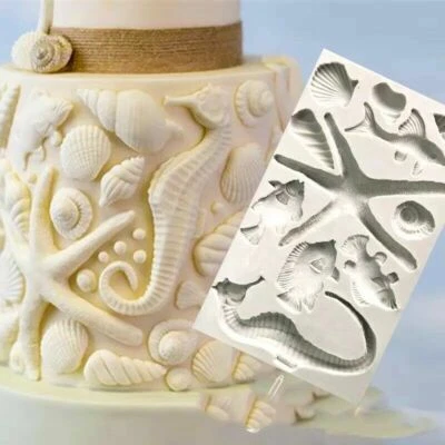 Molde de silicona surtido de cáscara de pez tropical caballito de mar estrella Sugarcraft resina de arcilla Foto 1 de 3