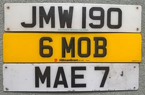 THREE used UK Cherished Vanity Number License Licence Plates ideal home bar - Picture 1 of 2