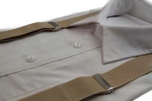 Wide Heavy Duty Adjustable 100cm Latte Adult Mens Suspenders - Picture 1 of 3