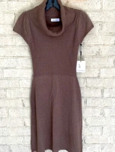 NWT Calvin Klein Cowl Neck Sweater Dress. Brown Size XS - Picture 1 of 7