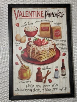NEW Hobby Lobby Valentine Pancakes Wall Decor Kitchen Country 11 x 16 Framed NWT - Image 1 of 4