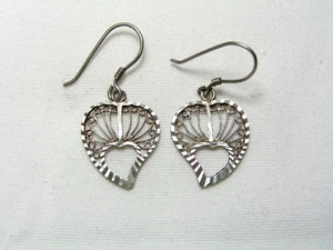 ...Vintage Sterling Silber filigran Ohrhänger Herz Ohrringe... - Bild 1 von 4