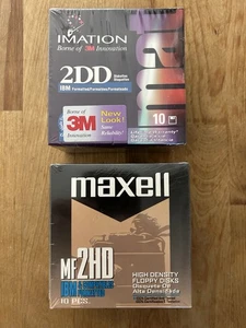 FACTORY SEALED Maxell & Imation 3M 3.5" HD Computer Floppy Disks 10 Pack boxes - Afbeelding 1 van 8