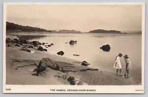 1930s RPPC Cumbria, England Grange-Over-Sands Children on The Sands UNP Postcard - Picture 1 of 4