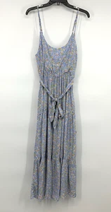 Lulus Kleid Damen XS Maxi Blau Sunny Bliss Blumen Ärmellos Stufen Gürtel Neu mit Etikett - Bild 1 von 14