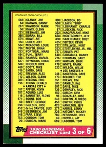 1990 Topps Checklist 3 of 6 Houston Astros/Kansas City Royals/Los Angeles - Picture 1 of 2