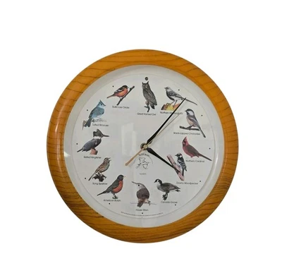 Reloj de pared National Audubon Society 13" pájaro cantor canciones marco de madera sintética  Foto 1 de 4