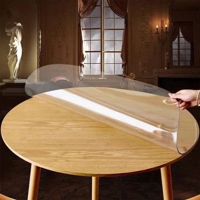 Round Transparent PVC 2mm Table Protector Clear Table Cloth Plastic Tablecloth - Image 1 of 4