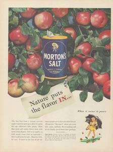 1947 Morton's Salt Nature Puts The Flavor In Apple Tress Vintage Print Ad - Bild 1 von 1