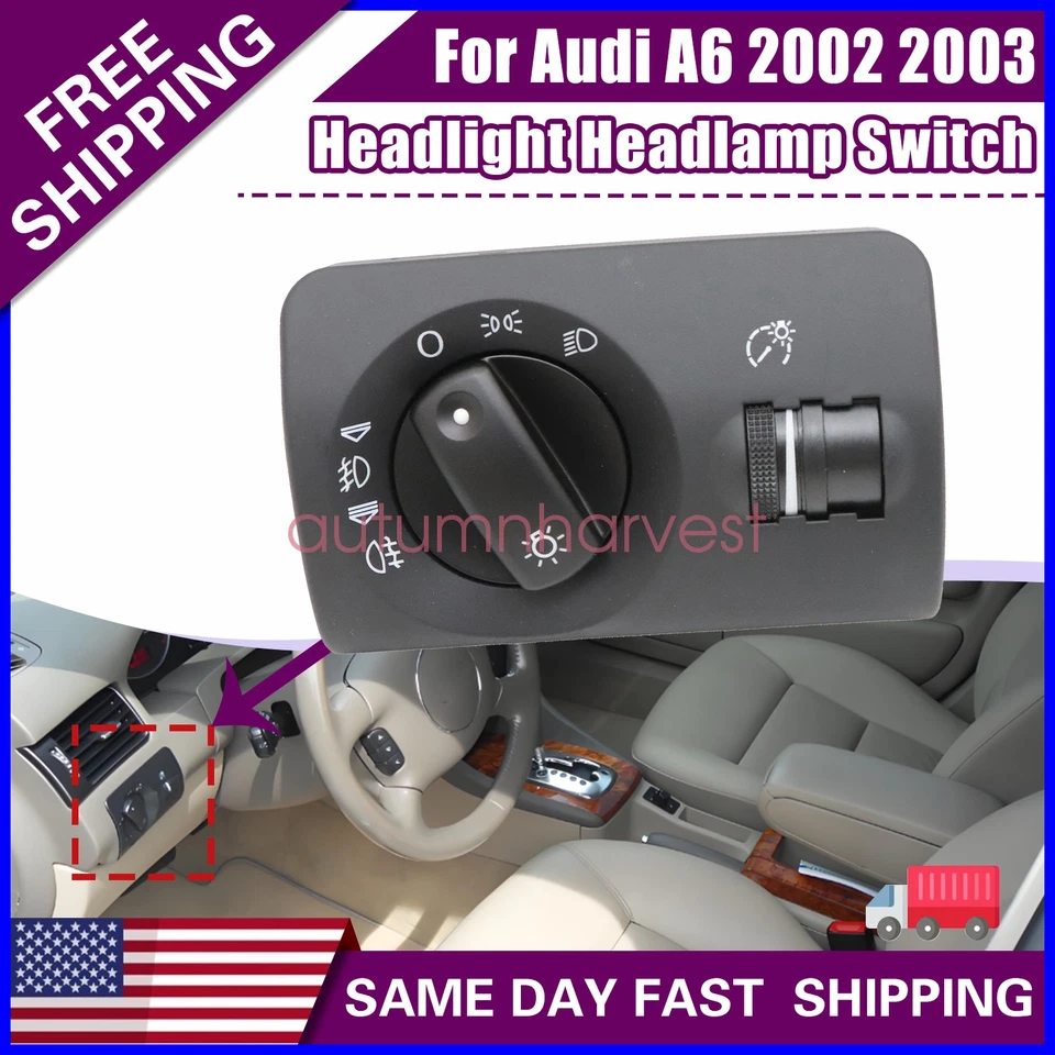 Interruptor de farol 4B1941531E5PR EUA para Audi A6 2002-2005 - Imagem 1 de 4