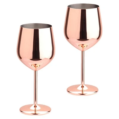  2 Pcs Stainless Steel Glasses Drinking Elegant Shatterproof Goblets - Image 1 of 4