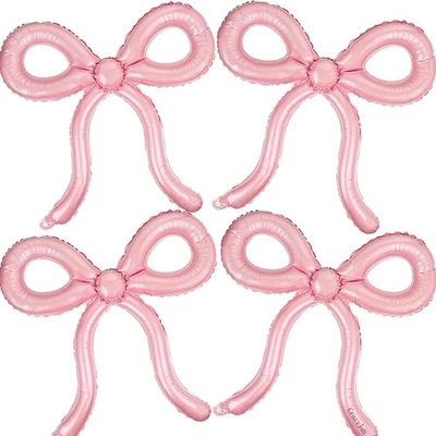 粉色蝴蝶结主题气球 4 件套,女式派对装饰,生日订婚 — 第 1/4 张图片