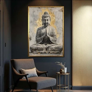 Canvas Wall art Print Buddha On Golden Background Buddhist Art Wall decor Art - Picture 1 of 6