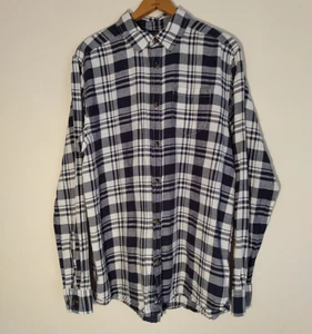 North Face Shirt Men's Size Large Linen Cotton Blend Blue Plaid Button Up - Picture 1 of 14