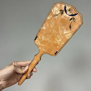 Vintage ART DECO Hand Held MIRROR Pearlized Celluloid Bakelite See - Picture 1 of 20