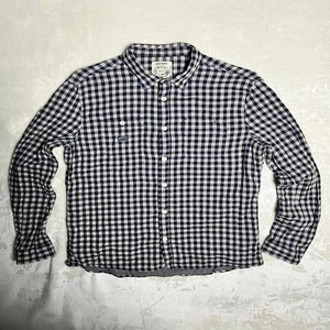 Diesel Gingham Plaid Oxford Shirt Men's XL Blue Button Up Cotton but Feels Linen - Picture 1 of 12
