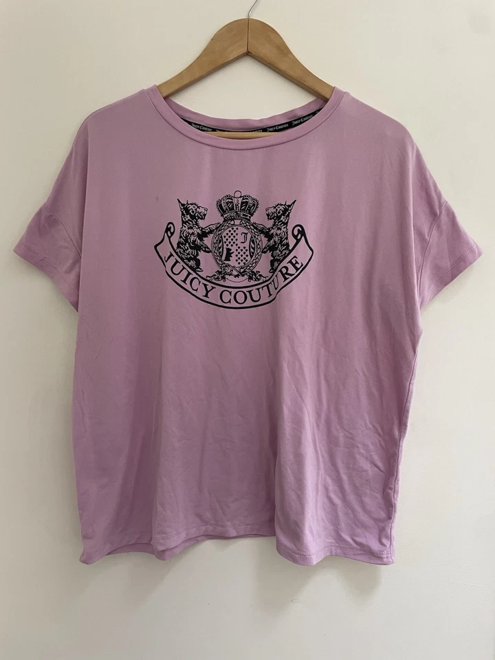 Juicy Couture Sleepwear Women's Logo Sheer Crewneck Short Sleeve PJ Top Purple L - Image 1 of 4