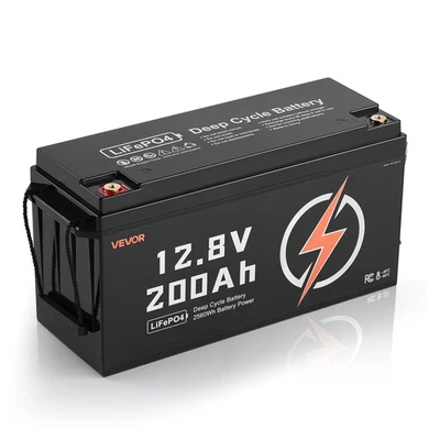 Batería VEVOR 12V 200Ah Ciclo Profundo LiFePO4 BMS Litio Hierro Fosfato Batería Foto 1 de 4