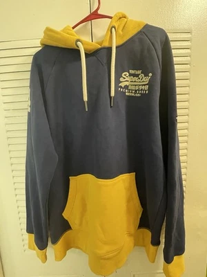 Vintage-SuperDry-Premium goods blue/ yellow hoodie — 第 1/4 张图片