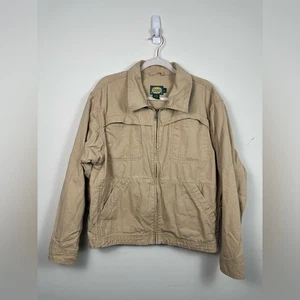 VINTAGE Cabela’s Khaki Cotton Barn Chore Birding Work Coat Jacket Mens Size L - Picture 1 of 7
