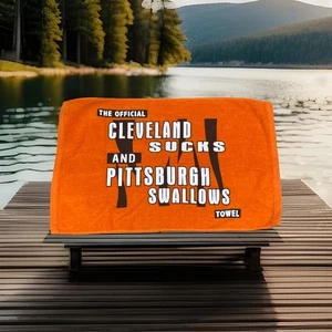 Vintage Cincinnati Bengals Cleveland Sucks And Pittsburgh Swallows Towel 24x15.5 - Picture 1 of 3
