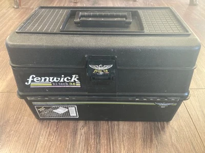 Caja de aparejos de pesca Fenwick HI-TECH 3.6 NEGRA 6 BANDEJAS de colección Hecha en EE. UU. De colección EXCL Foto 1 de 4