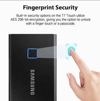 SSD Externo Portátil Samsung T7 Touch 2 TB - Seguridad de Huellas Dactilares - Nuevo Sellado Foto 1 de 4
