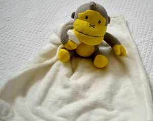 BABY BUM Baby Security LOVEY White Blanket MONKEY Gray & Yellow Textured - Picture 1 of 5
