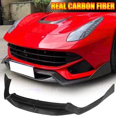 REAL CARBON Front Bumper Lip Spoiler Splitter For Ferrari F12 Berlinetta 2012-17 - Imagem 1 de 4