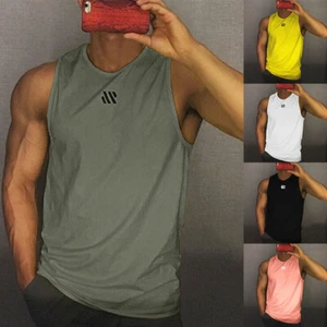 Mens Loose Gym Muscle Singlets Workout Tank Top Fitness Sleeveless T-shirt US - Picture 1 of 21