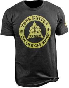 TOPS Knives Black/Yellow One Life One Knife Medium Short Sleeve T-Shirt TS1LBLKM - Picture 1 of 1