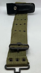 WWII US Army USMC Pistol Revolver Web Belt Military Field Gear W Knife Sheath - Picture 1 of 15