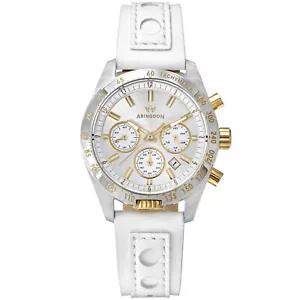 Abingdon Women Jordan Champagne Tachy Racing Watch with Camel Leather Strap - Picture 1 of 8