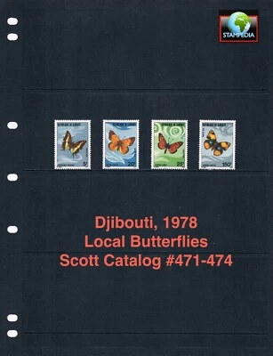 Valor Scott de $8,10 - 1978 DJIBOUTI Mariposas Vida Silvestre de África Oriental CV MNH NH UM Foto 1 de 4