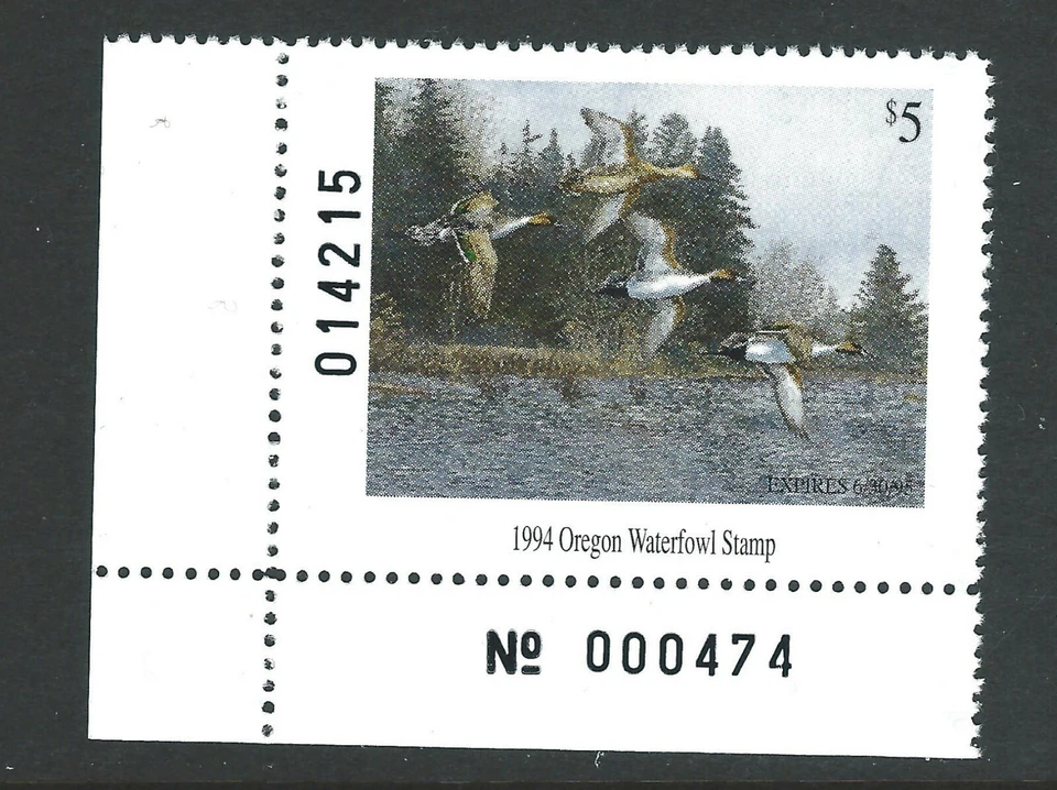 Bigjake: OR12, $5.00 Pintails, 1994 Oregon State Duck Stamp - Image 1 of 1