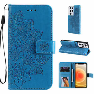 For Samsung Galaxy S10 S20 S21 FE S22 Leather Card Wallet Flip Holder Phone Case