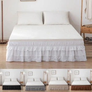 1 Pcs Solid Color Dust Ruffled Bed Skirt 15" Drop Queen King Full Twin Size - Picture 1 of 27