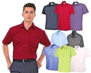 Mens Premium Plain Short Sleeve Shirt Formal Casual  Size Small to 3XL Easy Care - Picture 1 of 11