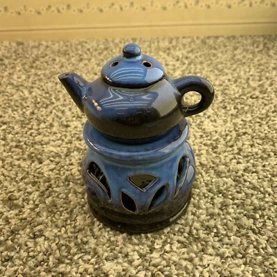 Calentador de aceite para tetera difusor de fragancia azul quemador de cera candelabro lámpara Foto 1 de 4