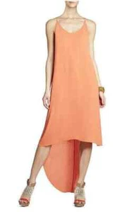 BCBGMAXAZRIA Hi-Low Dress Women's Size Small Orange Rory Sleeveless Straps NEW - Picture 1 of 14