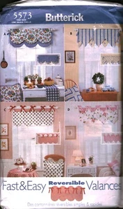 5573 Butterick SEWING Pattern Home Decor Window Valances Reversible OOP Kitchen - Picture 1 of 2
