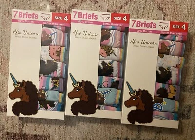 Afro Unicorn Girls' 7 Pack 100% Combed Cotton Underwear (3pk) - Image 1 of 4