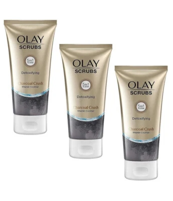 3x Olay entgiftender Peelingreiniger anthrazit Crush, 150ml VERSANDKOSTENFREI