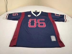 Vintage FUBU Jersey Shirt Kids Large 16/18 Blue #5 Athletic Academy 90s Football - Picture 1 of 17