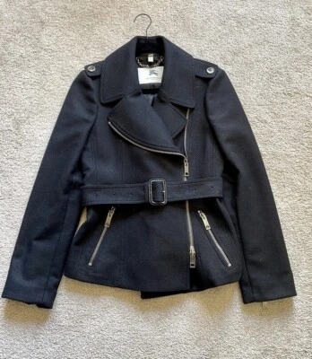 Burberry London черный шерсти кашемир подпоясанный бушлат куртка, размер US6/UK8 - Изображение 1 из 4