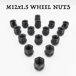M12x1.5 Open Wheel Nuts (Black) x 16 For Hyundai Coupe Dynasty Elantra Grandeur - Picture 1 of 5